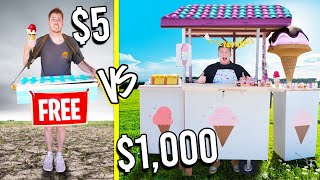$5 VS $1,000 ICE CREAM STANDS! *Budget Challenge*