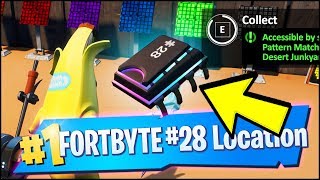 FORTBYTE 28 Location - ACCESSIBLE BY SOLVING PATTERN MATCH PUZZLE OUTSIDE DESERT JUNKYARD (Fortnite)
