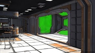 Sci-Fi Spaceship Room With Green Screen - Video Background - Free Use