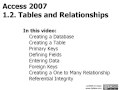 Access 2007 Tutorial 1.2. Tables and Relationships