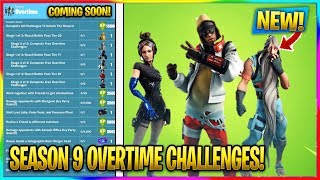 *NEW* FORTNITE SEASON 9 OVERTIME CHALLENGES! LEAKED SKINS! | Fortnite Battle Royale News