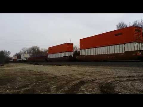 Fast moving stack train with a burnt Sante fe unit