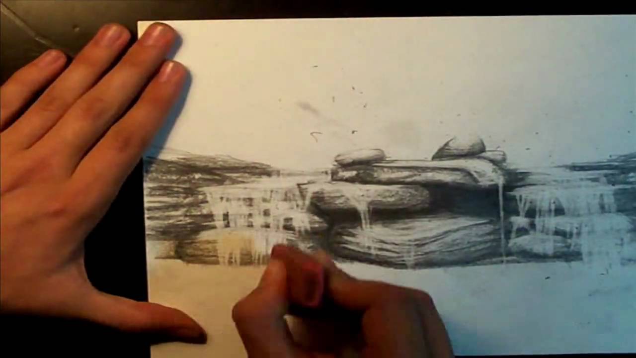 How To Draw A Waterfall Part 2 / 5 - YouTube