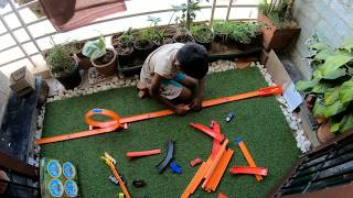 Hot wheels track set toys shoot with GoPRo