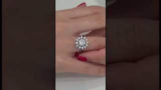 Bague Ancienne Fleur Diamants Or Blanc 18 Carats