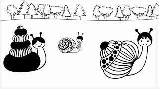 Fun high contrast black & white baby sensory video | Calming classical music | Happy Snail Doodles