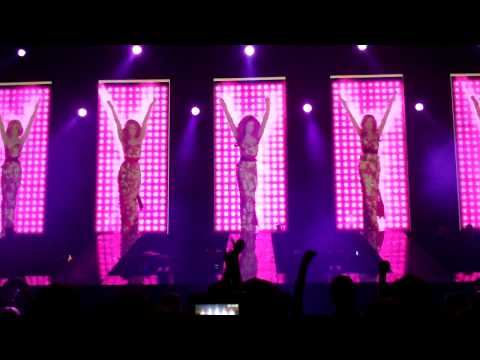 Girls Aloud open their Out Of Control Tour with a performance of their #1, Brit Award winning single 'The Promise', rising above the crowd on separate 