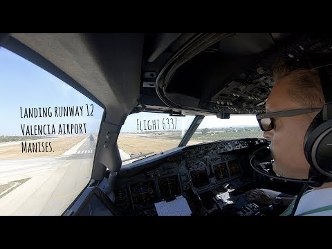 Approach and landing runway 12 Valencia Airport Manises (VLC - LEVC)