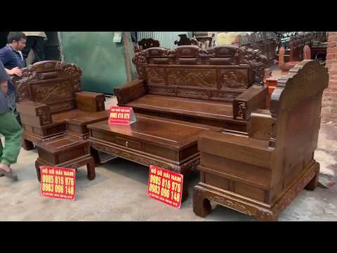 Mẫu ghế phòng khách kiểu Khổng Tử gỗ mun đuôi công mới nhất 2020. Hàng đặt anh Thép ở Cẩm phả QN