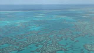 Helicopter flying over the Great Barrier Reef