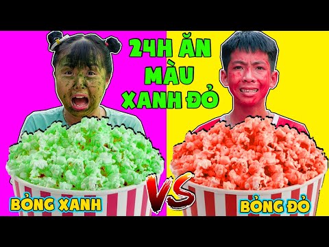 Thử Thách 24H Ăn Đồ Ăn Màu Đỏ, Màu Xanh Hóa giải Lời Nguyền Đỏ Xanh ❤ KN CHENO Chị Hằng