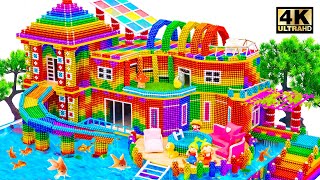 Satisfying Video | How To Build Awesome Water Park Bungalow With Super Fun Slide From Magnetic Balls
