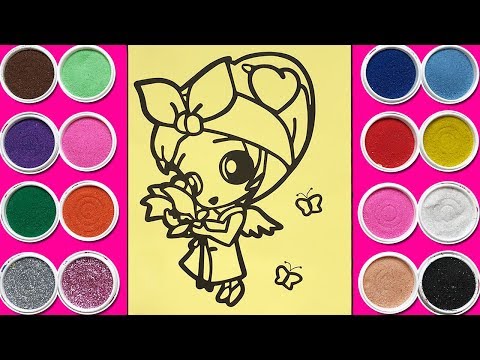 Đồ chơi TÔ MÀU TRANH CÁT CÔNG CHÚA búp bê thiên thần - Princess sand painting toys (Chim Xinh)