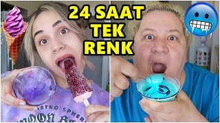24 SAAT BOYUNCA HER ŞEY TEK RENK !! (Mavi puding,Mor dondurma)