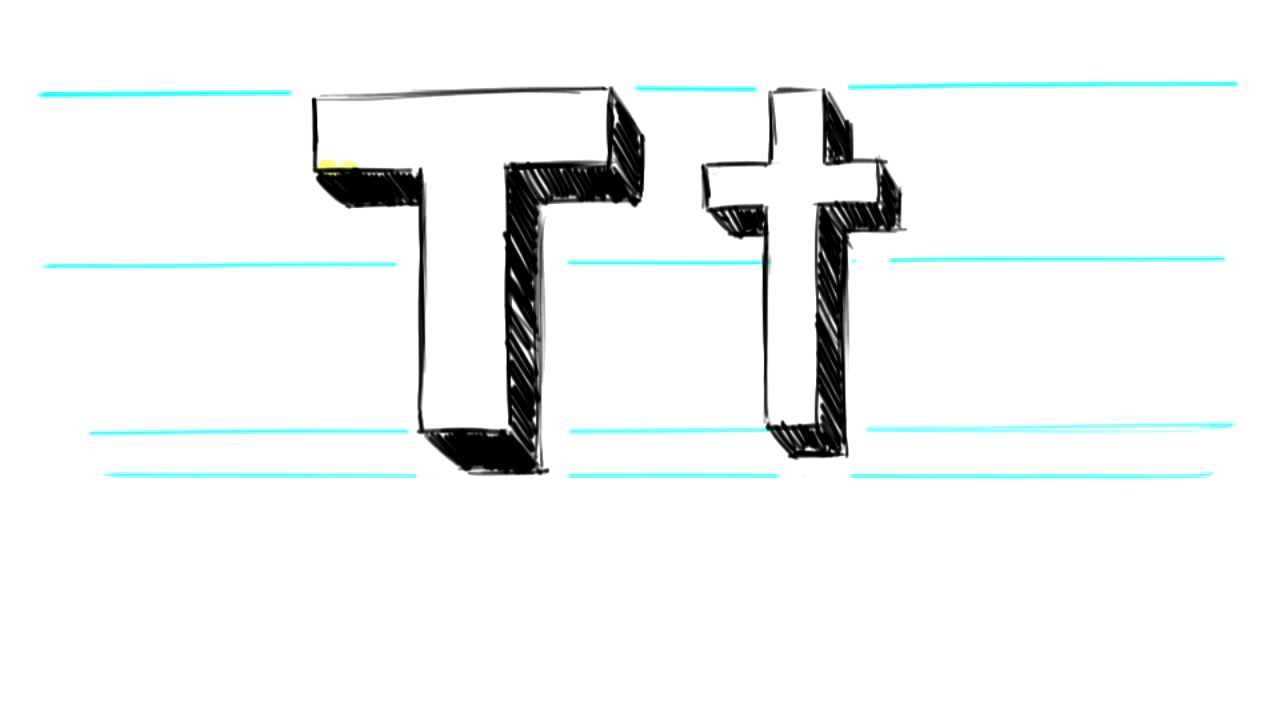 How to Draw 3D Letters T - Uppercase T and Lowercase t in 90 Seconds ...