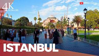 4K Hagia Sophia, Blue Mosque, İstanbul Streets Walking Tour Türkiye 2025