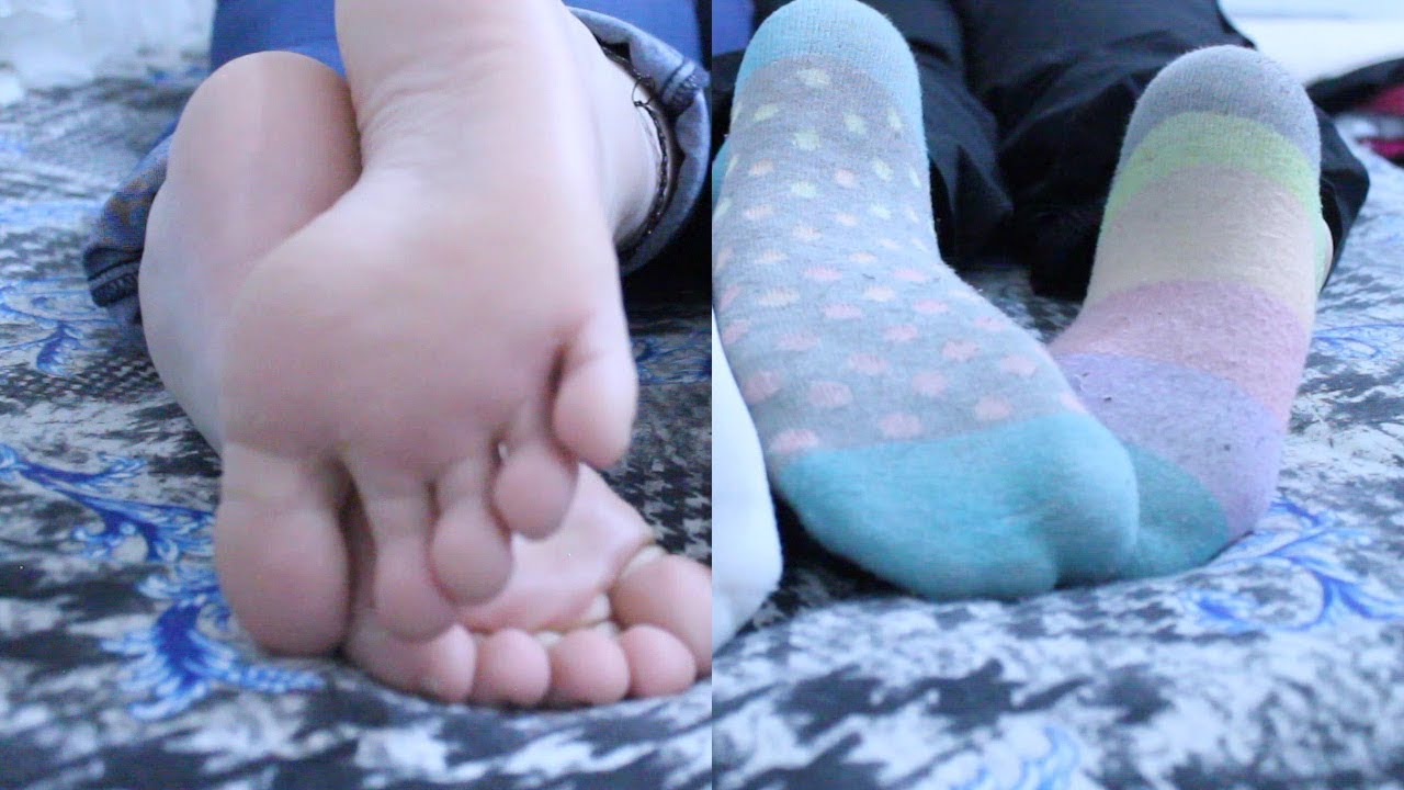 Amazing toejob with socks socked feet fan compilation
