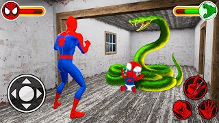 Playing As Spiderman Family Vs Giant Snake In Granny House