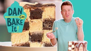 Dan Bakes a Brownie-Cheesecake Checkerboard Cake 🏁Challenge #7