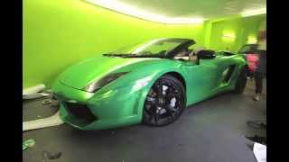 Lamborghini Spyder Chrome Green Car Wrap - Wrap Cube