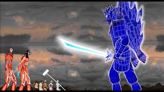 Uchiha Madara Susanoo  vs Attack on titan . Drawing cartoon 2 Animation.
