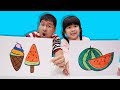 Bé Bún Tô Màu Dưa Hấu ( Coloring Watermelon ) – Bố Bé Bún Tô Màu Kem Dưa Hấu ( Coloring Ice Cream )