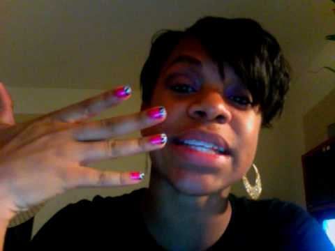 Solar Pink And White Nails. Zebra Tips cute nail print MAD