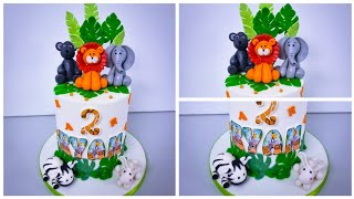 How To Cover A Cake Dummy In Fondant Tutorial Jungle Safari Theme Cake Amazing Cake Decorating
