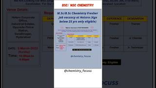 Bscmsc Chemistry Fresher Jobs At Hetero.