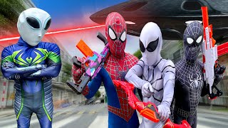 Team Spider-Man Vs Alien Superhero | Mansion Battle ( Fighting Bad Guy ) - Follow Me