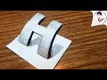 Vẽ 3D Siêu Ảo ! Vẽ Chữ H 3D CONG NỔI TRÊN MẶT GIẤY - Siêu Dễ