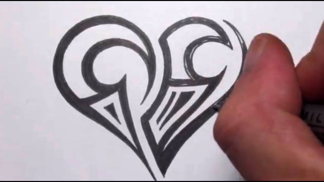 Simple Tribal Heart Tattoo