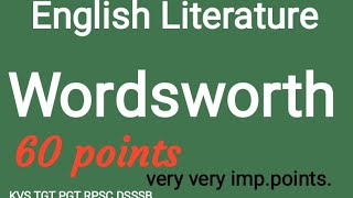 William Wordsworth's biography important points.