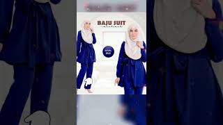 Baju Suit Muslimah Bertali Murah Casual Ribbon Blouse Pants Set Warda Modest Wear Office