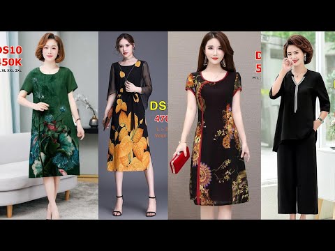 Đầm Nữ trung niên cho người mập sang trọng U40, U50, U60 mới nhất 2020 - Đầm Suông trung niên