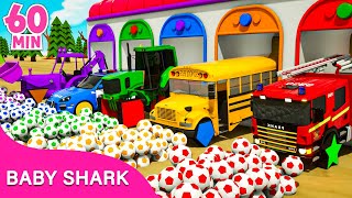 Песня «Бинго» + «Колеса В Автобусе» — Большие Яйца, Цветные Футбольные Мячи: Маленькая Акула И Детск