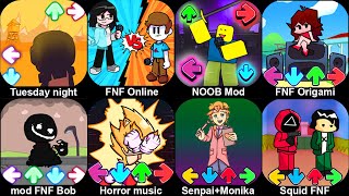 New Fnf Mods Cyber Sensation - Open System Noob - Play Bob - Trouble Squid Game - Honey Comb