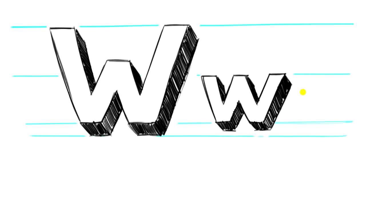 How to Draw 3D Letters W - Uppercase W and Lowercase w in 90 Seconds ...