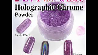 Holographic Chrome Nails art by 2IN1 use Acrylic Dipping Powder