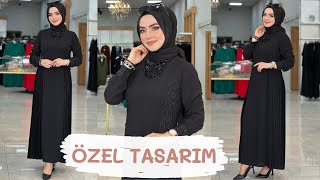 Çok Şik Özel Tasarim Pi̇leli̇ Elbi̇se Modeli̇mi̇z-Göktun Moda Tesettür Gi̇yi̇m