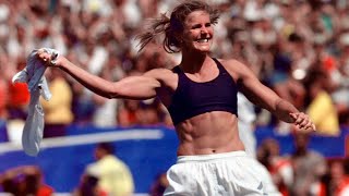Soccer legend Brandi Chastain celebrates equal pay
