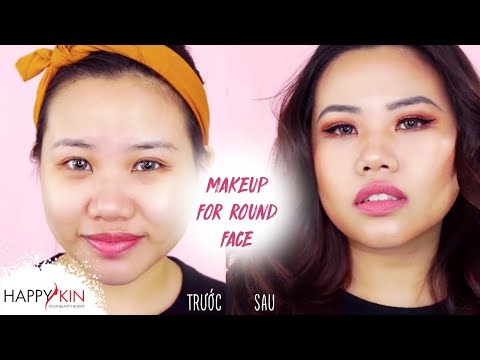 Trang Điểm Cho Mặt Tròn Thon Gọn Nhìn Như Giảm Được 5 Kg | Happy Skin