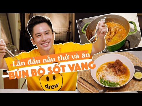 Lần đầu nấu BÚN BÒ SỐT VANG theo công thức trên mạng// Dinology