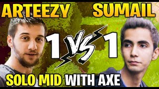 ARTEEZY 1 vs 1 SUMAIL - AXE SOLO MID Dota 2 7.21d
