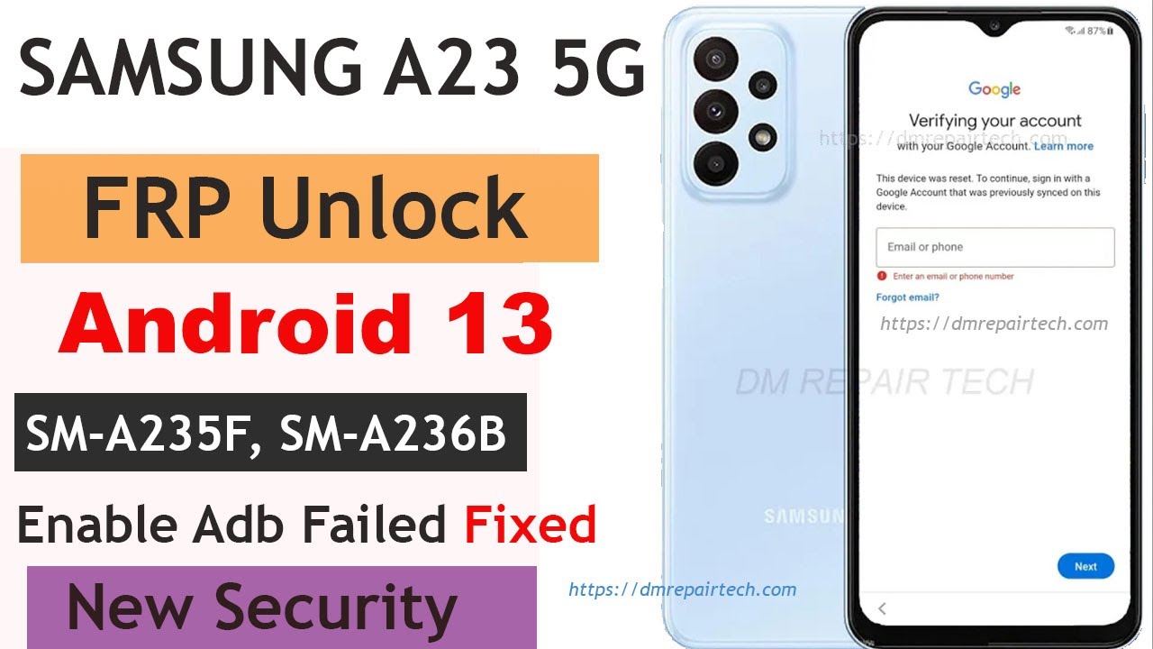 Samsung A23 5G FRP Bypass 13 adb Not working Fixed | A23 Samsung A23 5G FRP Bypass 13 adb Not working Fixed | A23