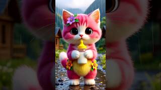 Dudi Dudi Dum Dum Pink Cute Cat Buddy Road And Rain