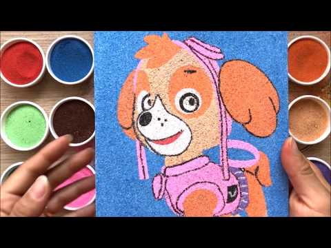 Đồ chơi trẻ em Tô màu tranh cát Chó cứu hộ Paw patrol - Colored sand painting toys (Chim Xinh)