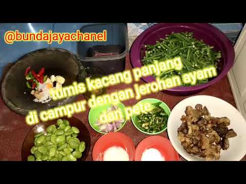 Tumis kacang di campur jeroan ayam