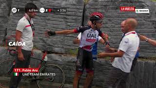 Aru crash - Stage 17 - La Vuelta 2018
