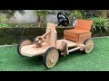 Great Creative Woodworking Idea // DIY Baby Wooden Car With Unique Steering And Brake System